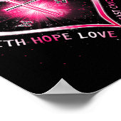 Poster Papillon rose Croix Foi Espoir Amour Cancer du sei (Coin)