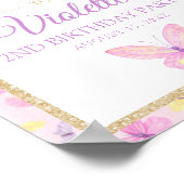 Poster Papillon rose et violet Accueil pour la fête d'ann (Coin)