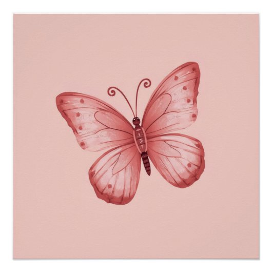 Poster Papillon Rose Fantaisiste (Devant)