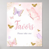 Poster Papillon rose Or Faveurs Printemps (Devant)