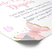 Poster Papillon rose Or Printemps Diapositives nocturnes (Coin)