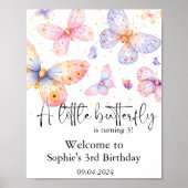 Poster Papillon rose pourpre Fille Tous les âges Annivers (Devant)