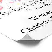 Poster Papillon rose violet Baby shower fille (Coin)