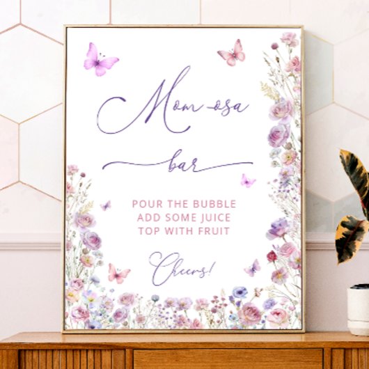 Poster Papillon rose violet Jardin Maman-osa Bar
