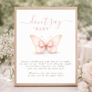 Poster Papillon Rouge Coquette Nœud Papillon Baby Shower
