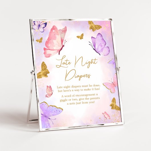 Poster Papillon rouge rose Or Diapositives nocturnes