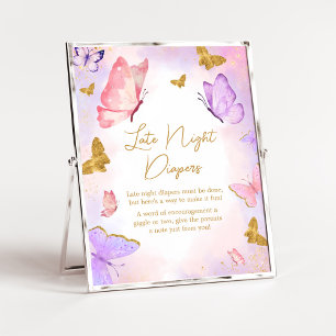 Poster Papillon rouge rose Or Diapositives nocturnes