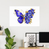 Poster Papillon saphir à fleurs (Bureau à domicile)