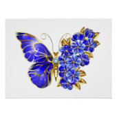 Poster Papillon saphir à fleurs (Devant)
