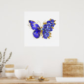 Poster Papillon saphir à fleurs (Cuisine)