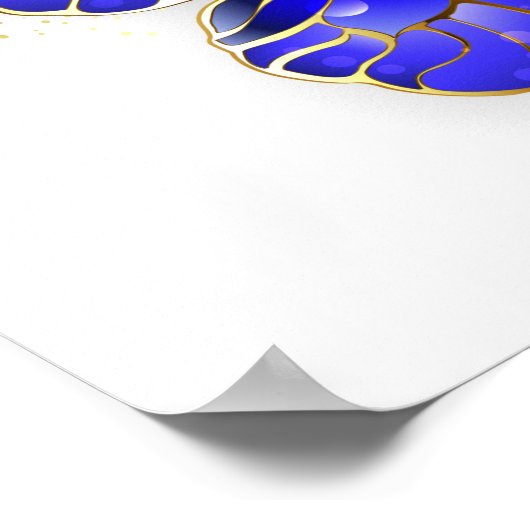 Poster Papillon saphir à fleurs (Coin)