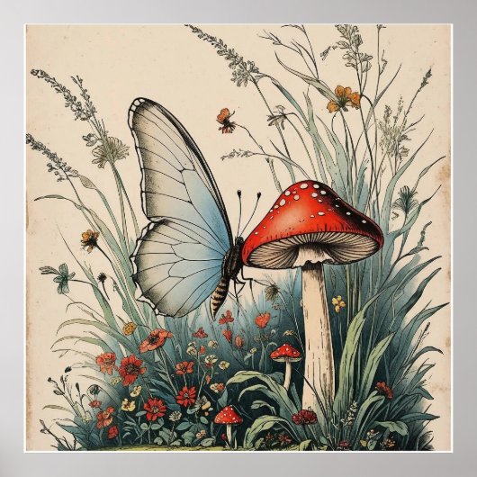Poster Papillon sous la Fleur (Devant)