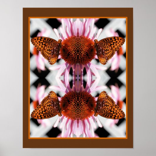 Poster Papillon sur coneflower Abstrait (Devant)