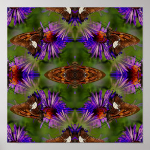 Poster Papillon Sur Flower Nature Art Abstrait