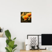 Poster Papillon sur l'affiche des fleurs orange (Bureau à domicile)
