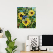 Poster Papillon sur les tournesols (Bureau à domicile)