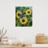 Poster Papillon sur les tournesols (Cuisine)