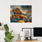 Poster Papillon sur un souci (Bureau à domicile)