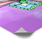 Poster Papillon Tiré À La Main Rose, Fleurs Mandala (Coin)