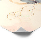 Poster Papillon Tour Eiffel et Motif Rose (Coin)