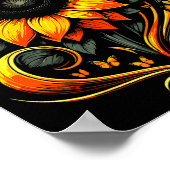 Poster Papillon Tournesol Floral Nature Art  (Coin)