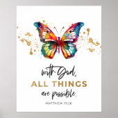 Poster Papillon Tout est Possible Matthieu 19:26 (Devant)