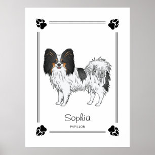 Poster Papillon Tricolore Mignon Chien Avec Pattes Et Tex
