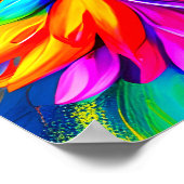 Poster Papillon tropical exotique et fleurs colorées (Coin)