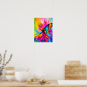 Poster Papillon tropical exotique et fleurs colorées (Cuisine)