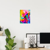 Poster Papillon tropical exotique et fleurs colorées (Bureau à domicile)