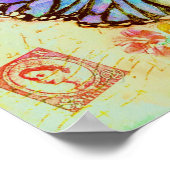 Poster papillon turquoise et violet (Coin)