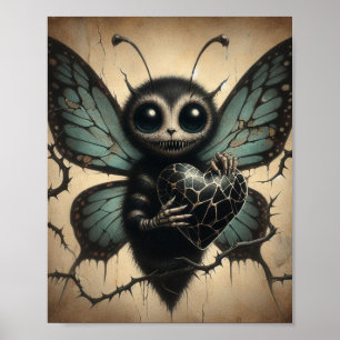 Poster Papillon Vampire mignon mais Déplaisant avec Coeur