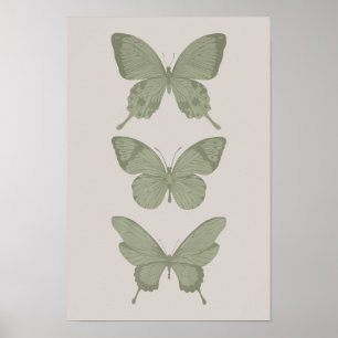 Poster Papillon vert Mur Art Sage Art Vert Imprimer