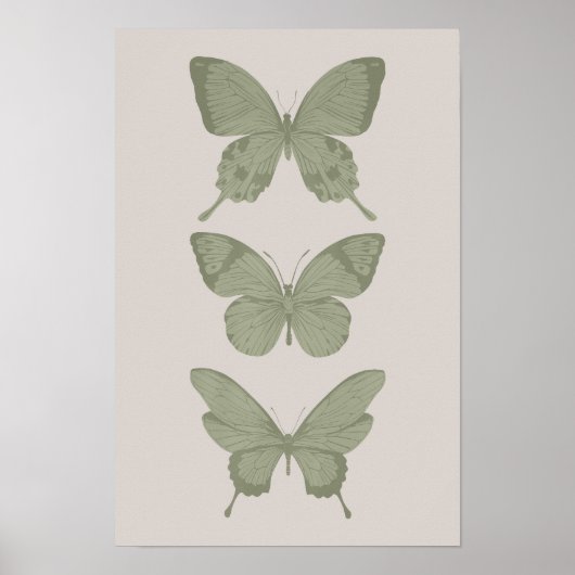 Poster Papillon vert Mur Art Sage Art Vert Imprimer (Devant)