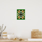 Poster Papillon vert Posant Abstrait (Cuisine)