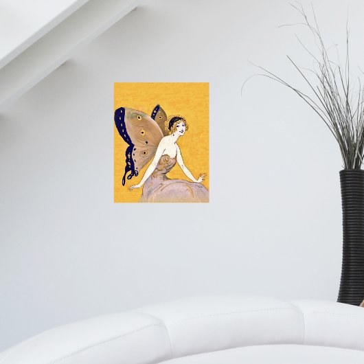 Poster Papillon vintage ailes Fée Fae Cheveux blond