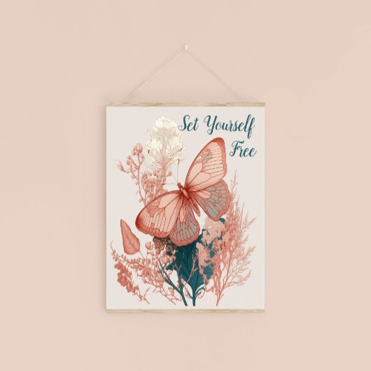 Poster Papillon Vintage sur Fleur