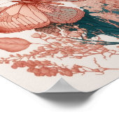 Poster Papillon Vintage sur Fleur (Coin)