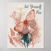 Poster Papillon Vintage sur Fleur (Devant)