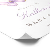 Poster Papillon Violet Bienvenue Fille Bébé Shower (Coin)