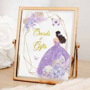 Poster Papillon violet Boho Quinceañera Cartes et cadeaux