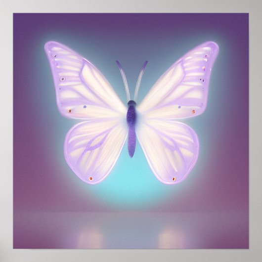 Poster Papillon violet clair brillant (Devant)