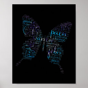 Poster Papillon violet Fibro Mot de sensibilisation du gu