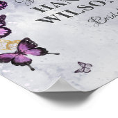 Poster Papillon Violet Or Gris Élégant Enterrement de Vie (Coin)