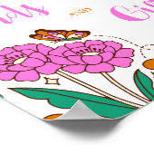 Poster Papillons Amateurs Pink Floral Script Signal nupti (Coin)