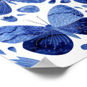 Poster Papillons Aquarelle Bleu Indigo (Coin)