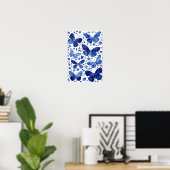 Poster Papillons Aquarelle Bleu Indigo (Bureau à domicile)
