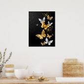 Poster Papillons blancs et dorés (Cuisine)