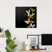 Poster Papillons blancs et dorés (Bureau à domicile)