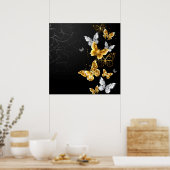 Poster Papillons blancs et dorés (Cuisine)